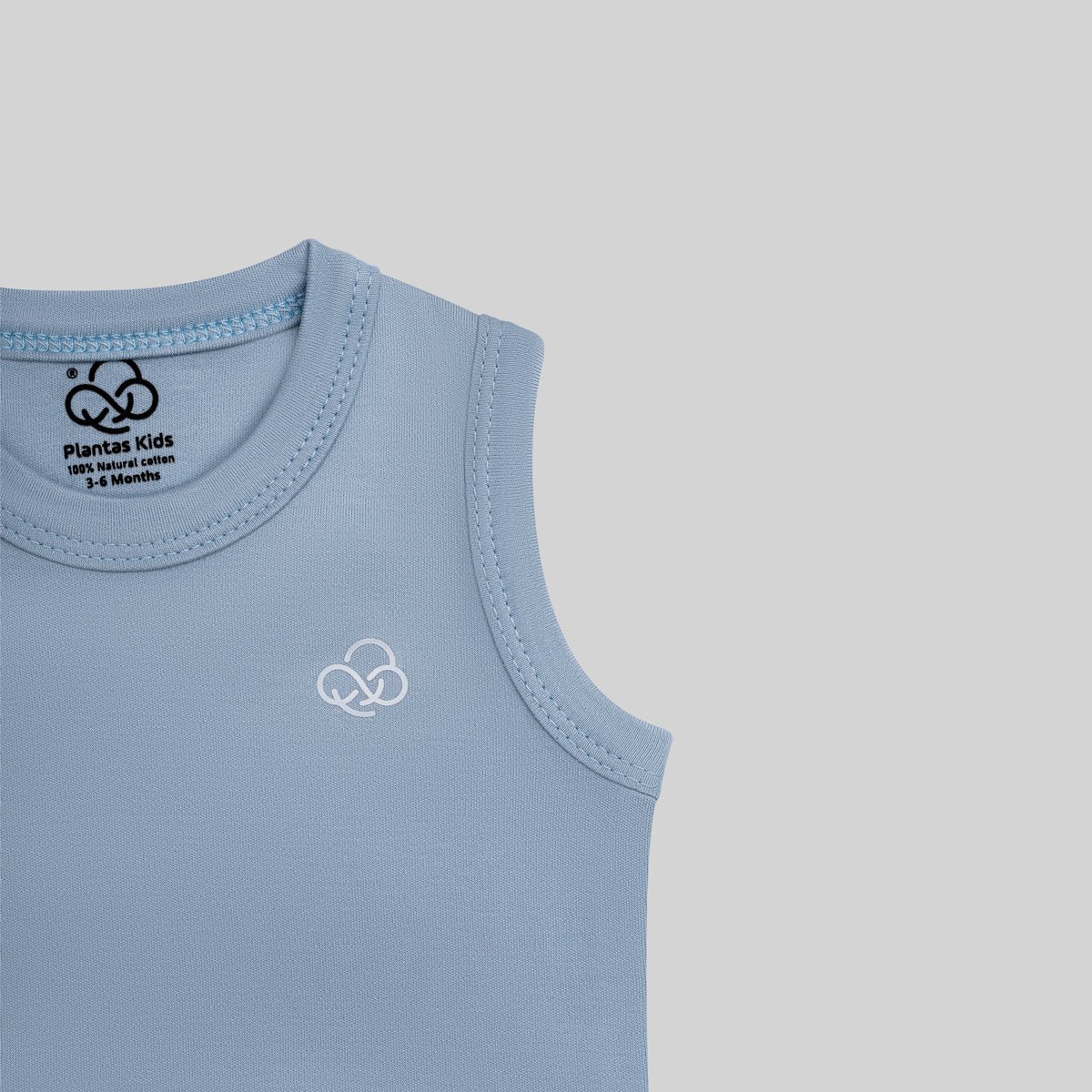 3 Pack Sleeveless Bodysuit, Sky Blue — PLANTAS Kids (image 3 of 5)