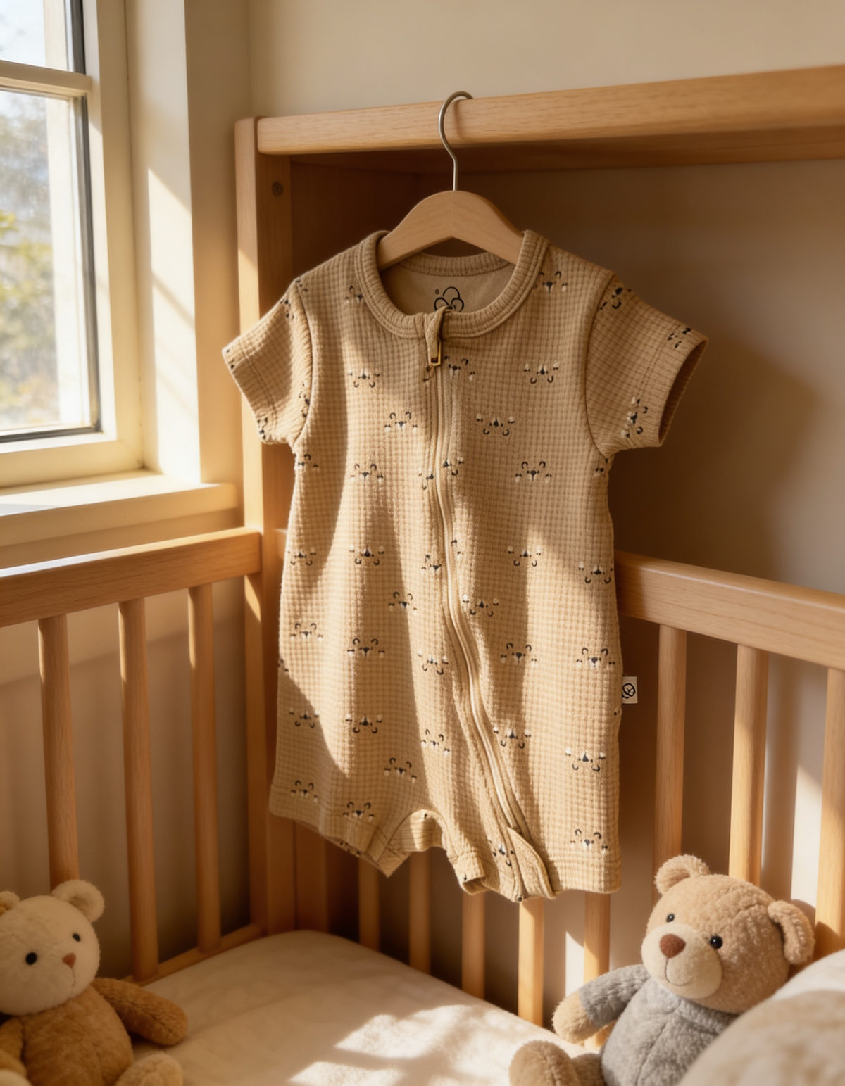 2-Way Zipper Waffle Romper