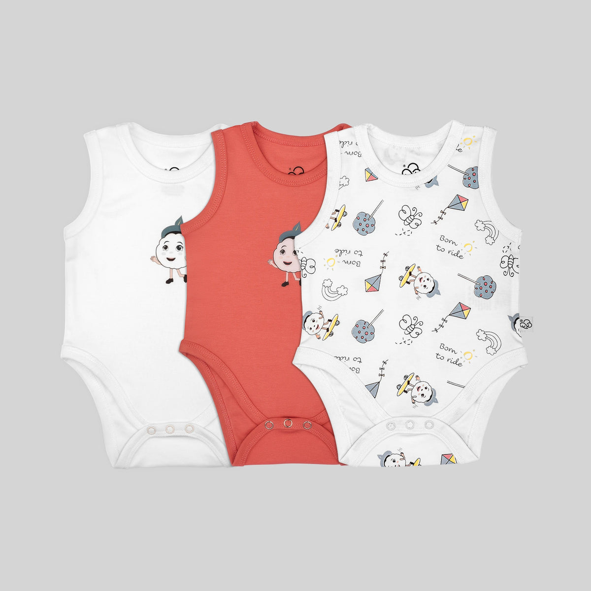 3 Pack Sleeveless Bodysuit Set - Tea Rose