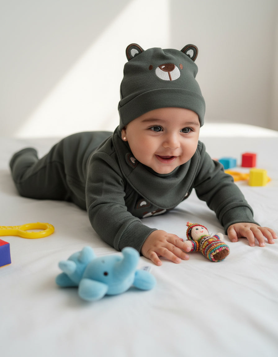 Cozy Bear 3-Piece Baby Set Green