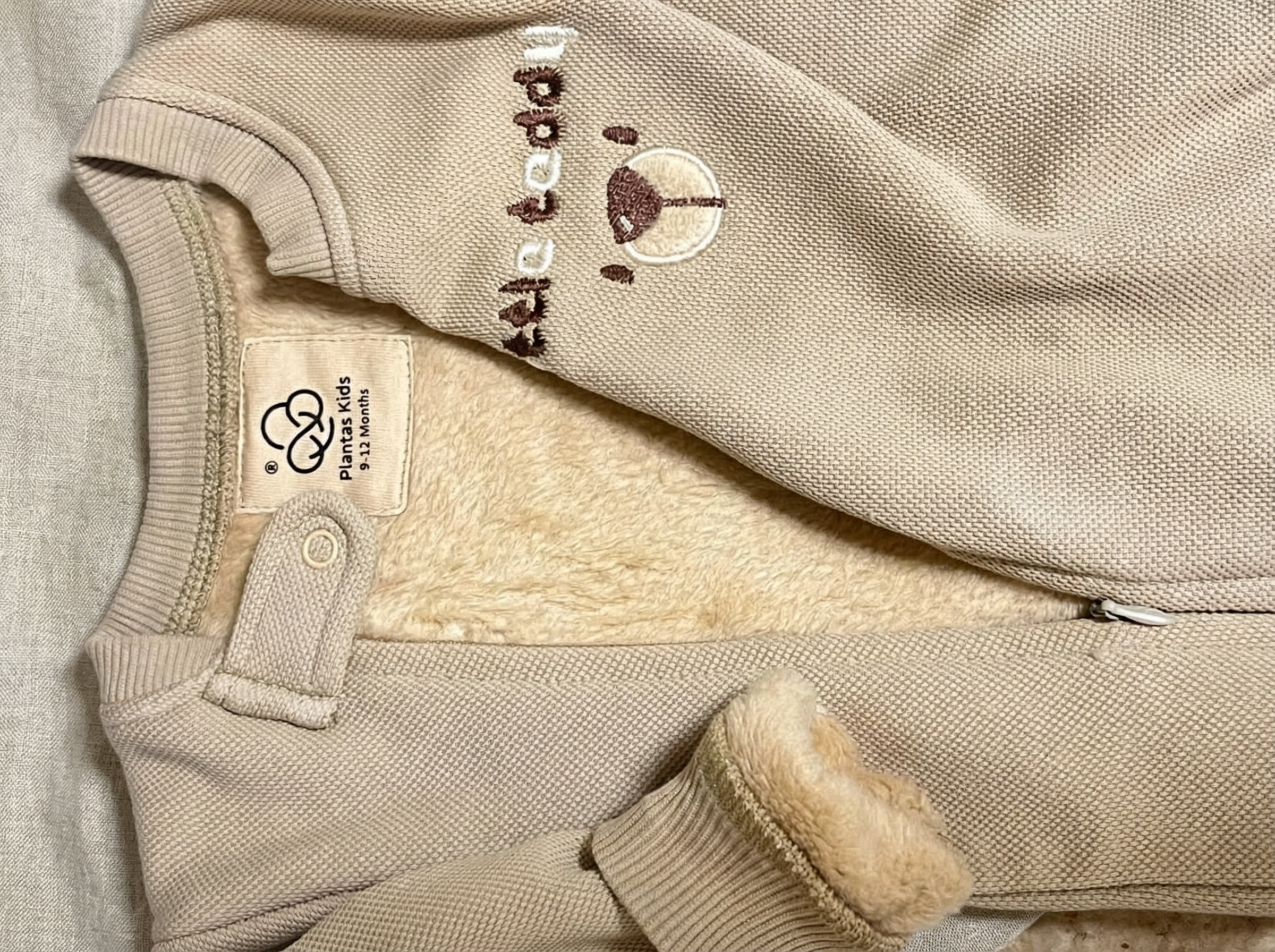 Snuggle Bear Piqué Jumpsuit Beige