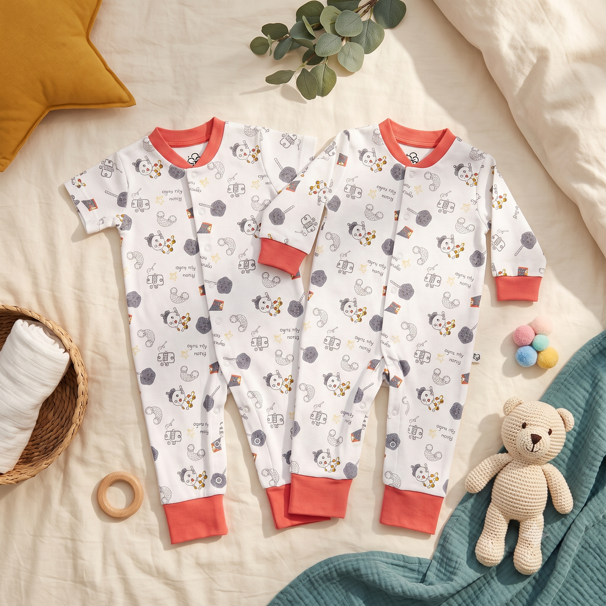 2 Pack Jumpsuit Set - Tea Rose