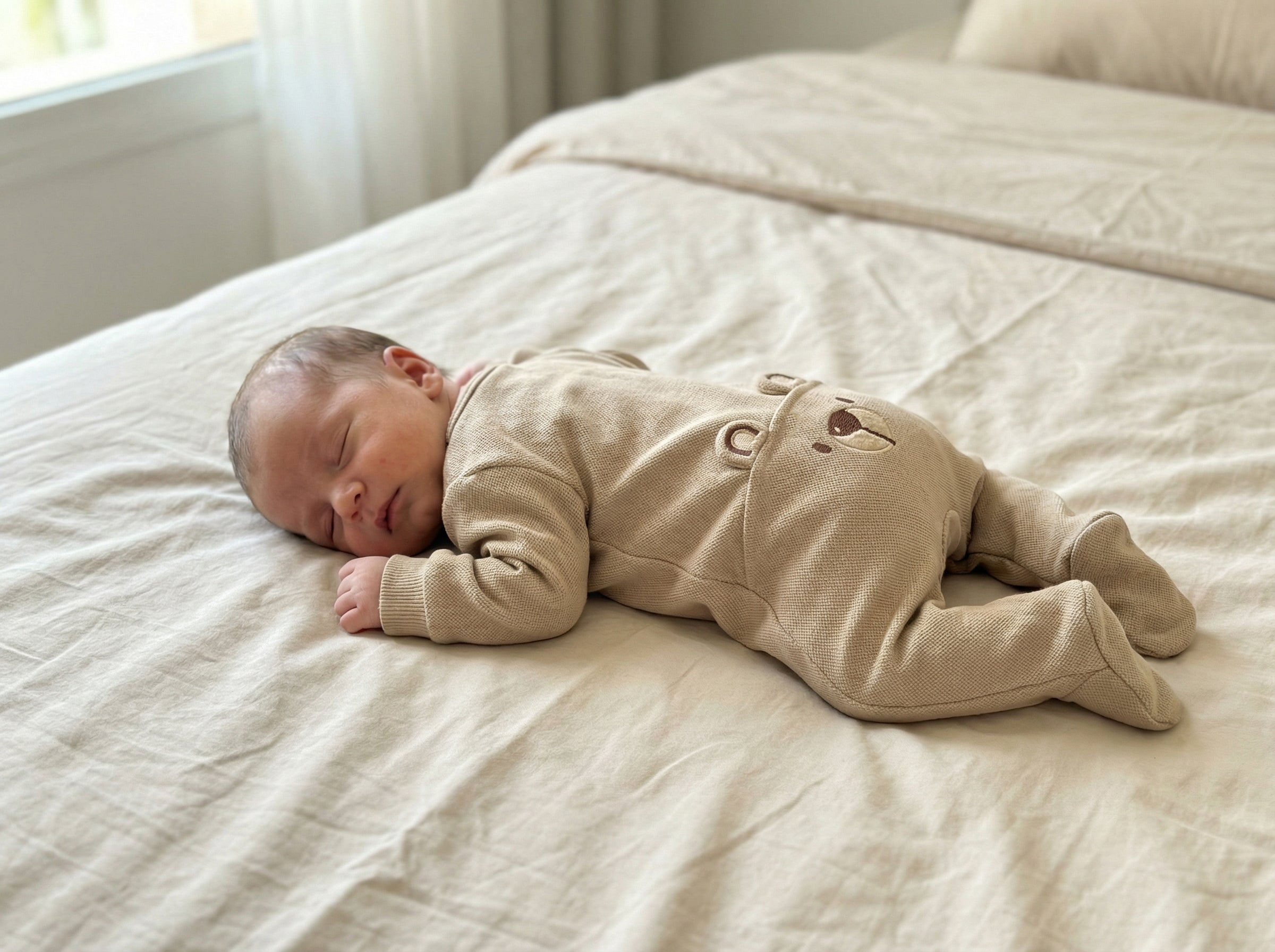 Snuggle Bear Piqué Jumpsuit Beige