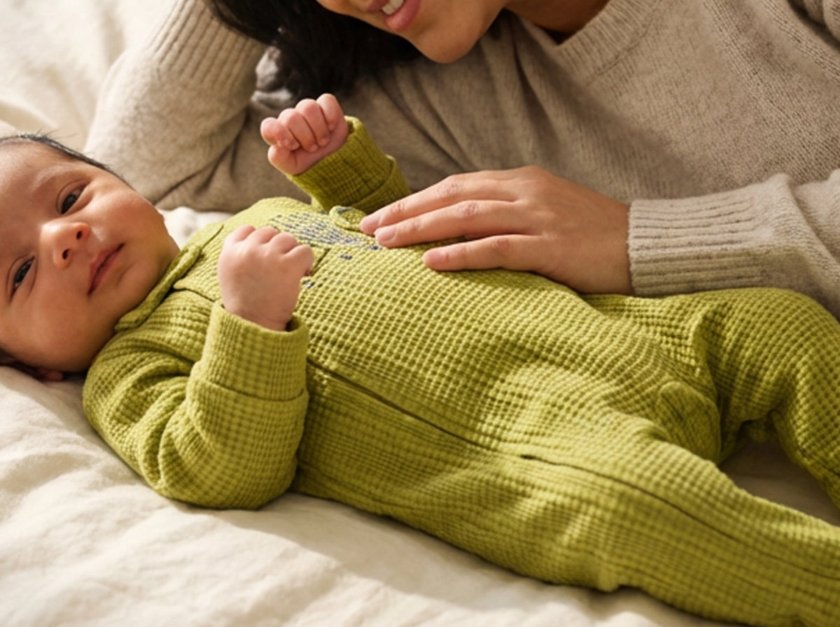 Premium Waffle Cotton Newborn Jumpsuit Set – Hedgehog