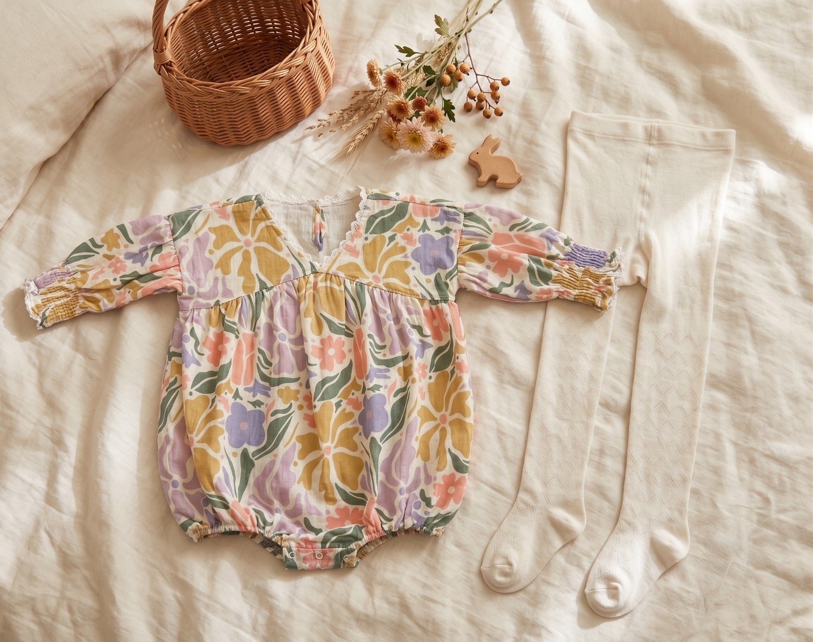 Buffy LONG SLEEVE ROMPER with  Sock jacared poyamide