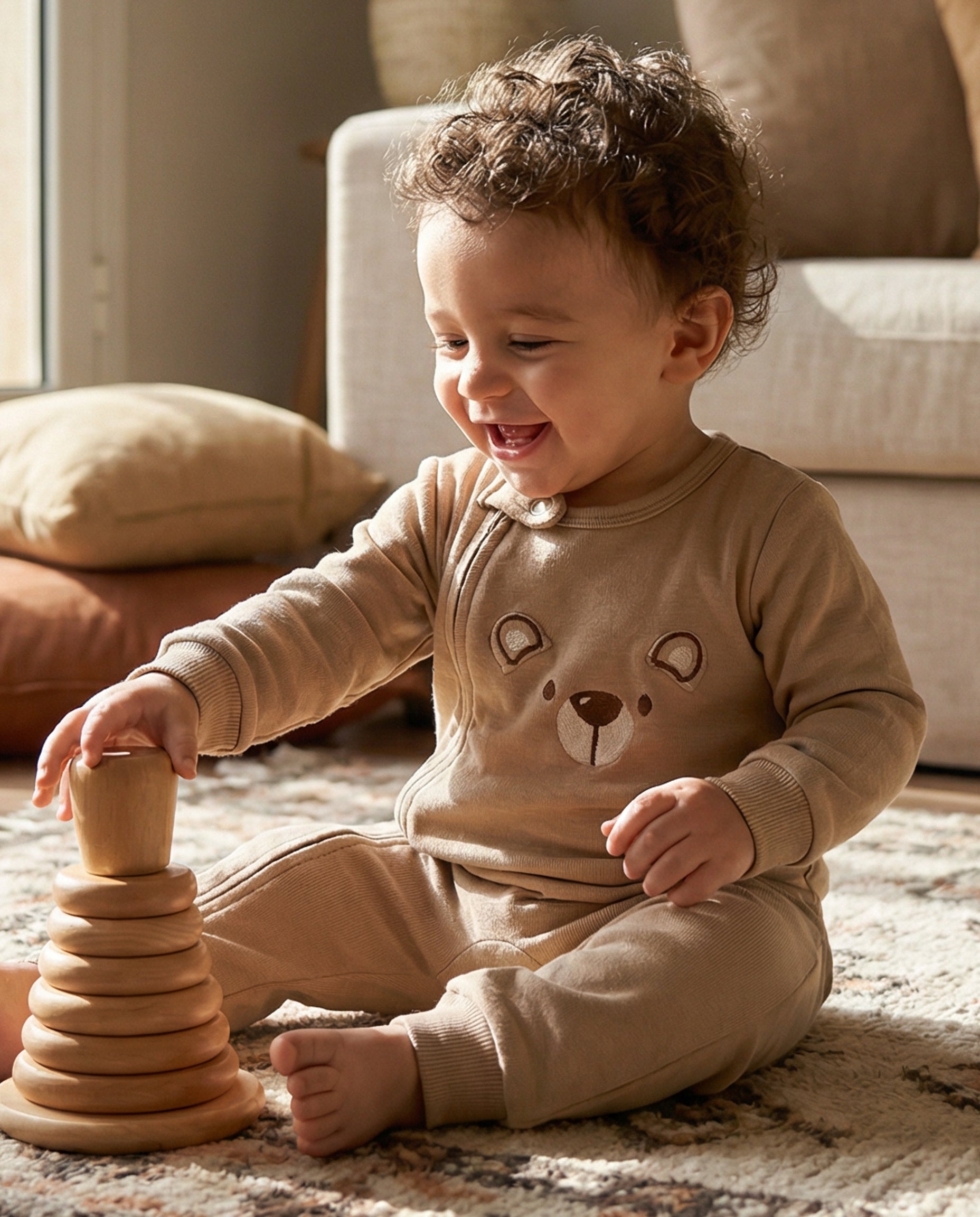 Cozy Bear Jumpsuit Beige