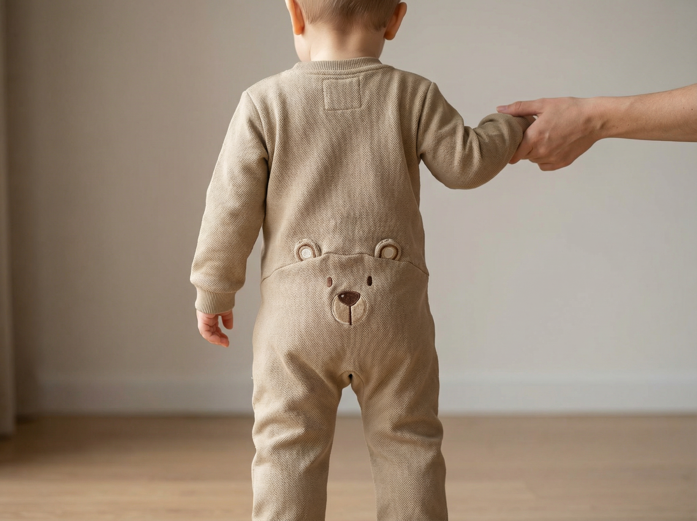 Snuggle Bear Piqué Jumpsuit Beige