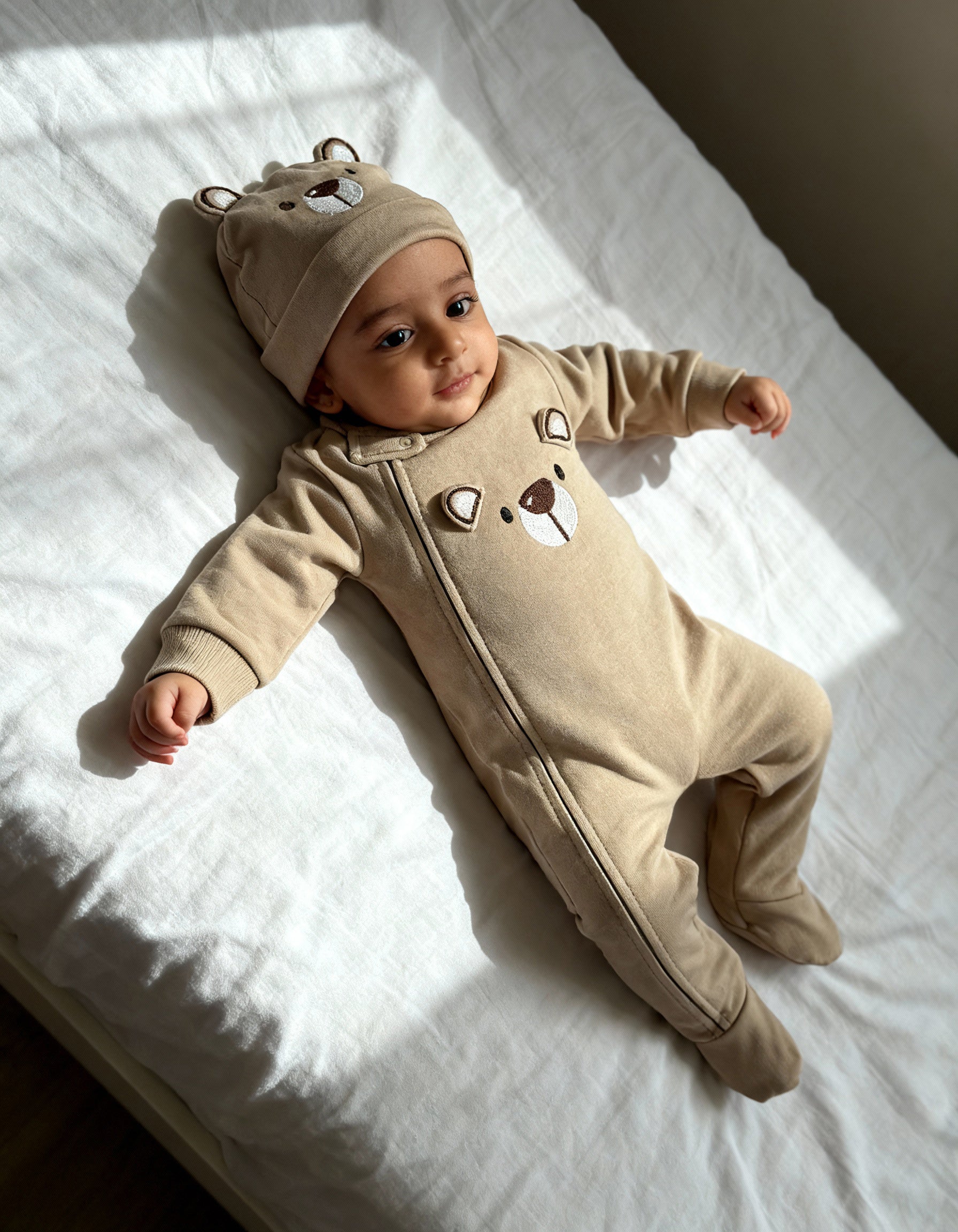 Cozy Bear 3-Piece Baby Set Beige