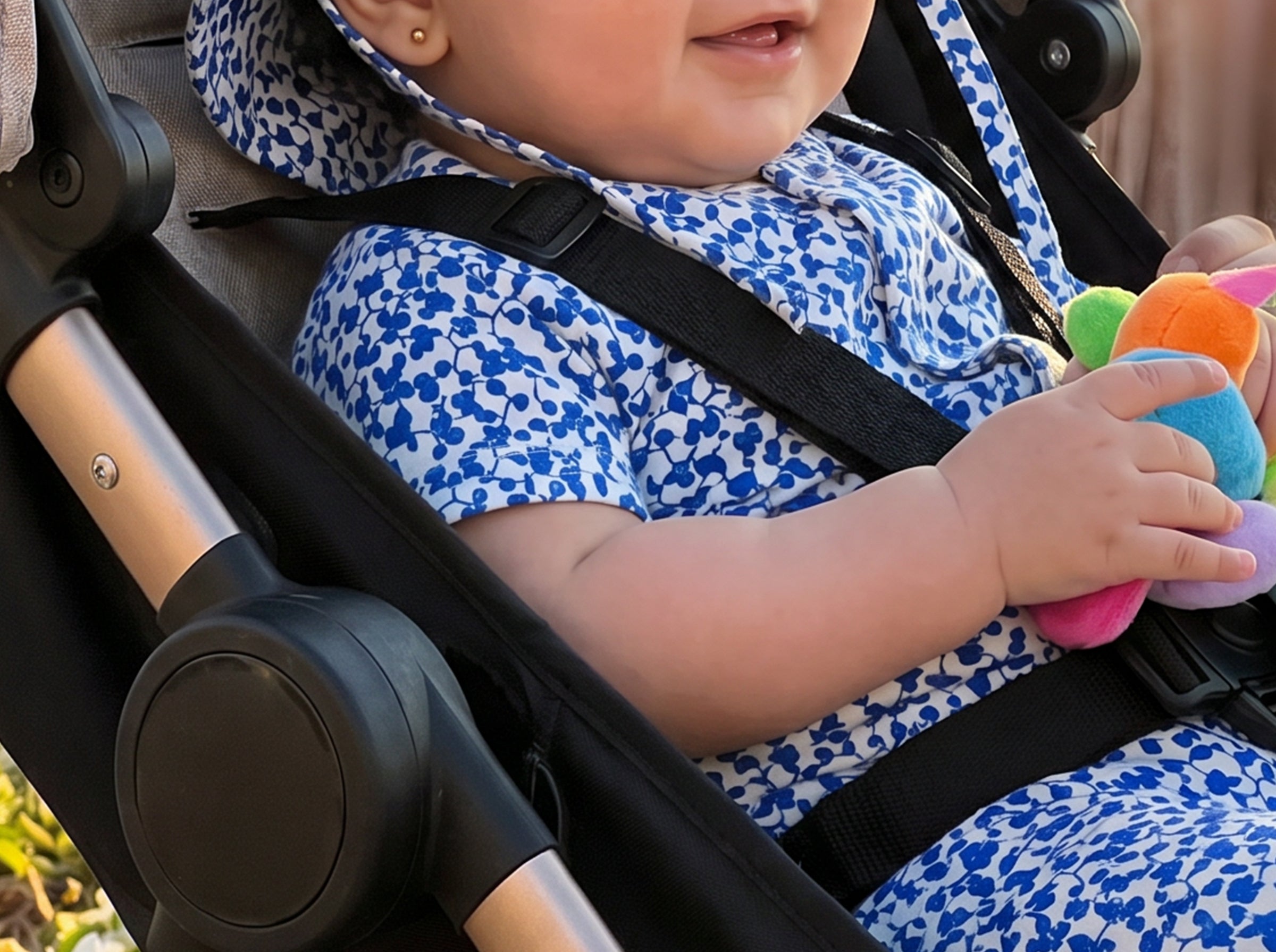 Newborn Summer Jumpsuit Set with Cute Hat Printed Blue