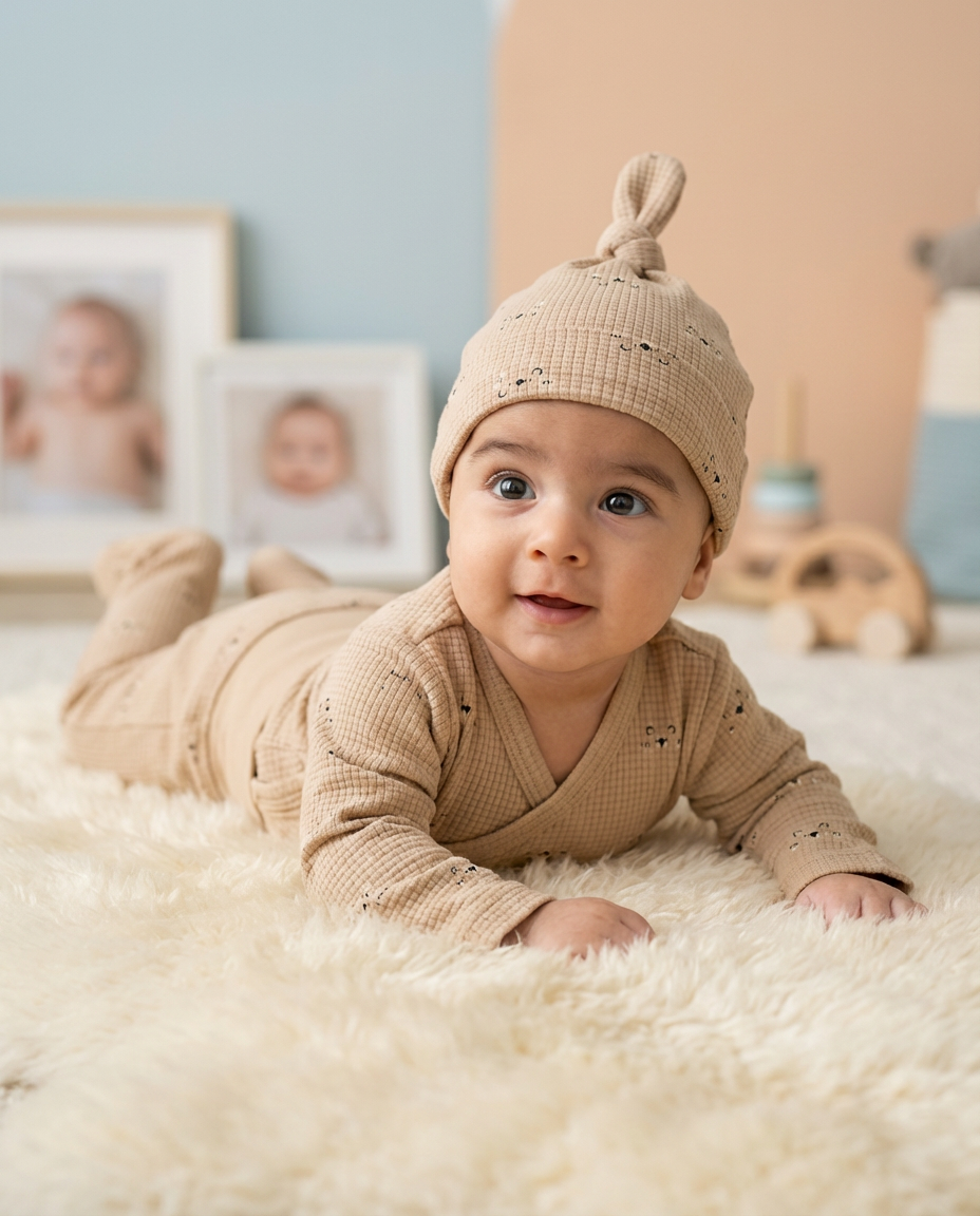 Newborn Set 3-Piece - Waffle Cotton Beige