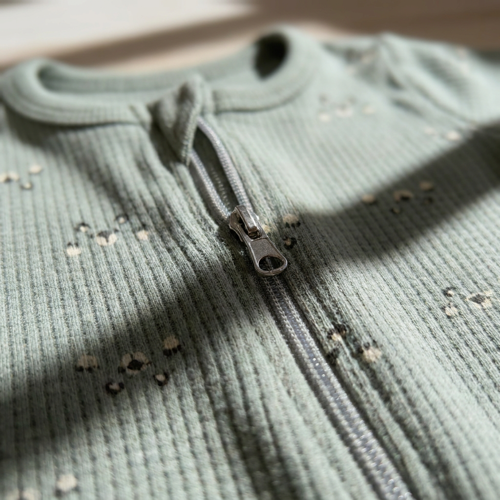 2-Way Zipper Waffle Romper Green