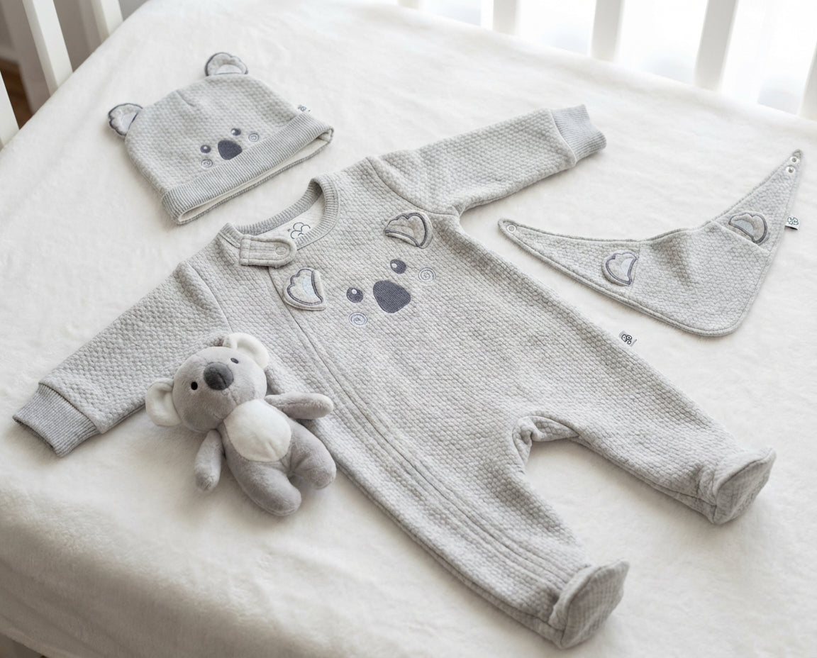 Premium Jacquard Cotton Newborn Jumpsuit Set