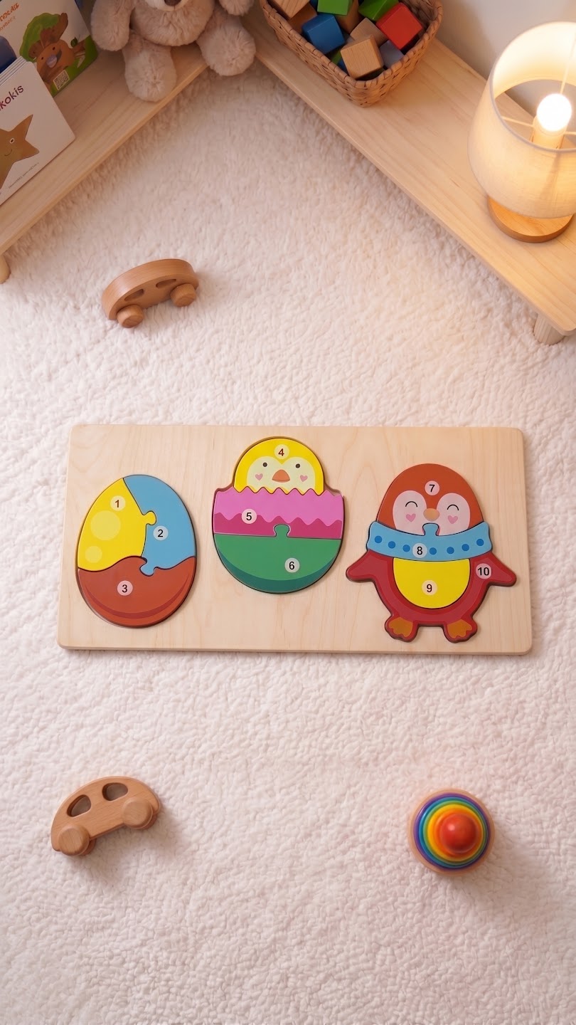 Little Explorers Wooden Number Puzzle — design 01, front view