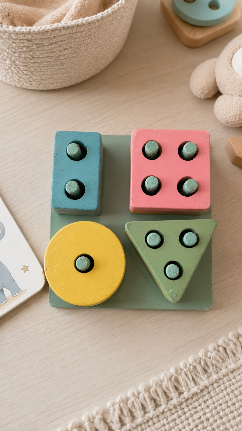 Wooden Shape & Counting Stacker — view A