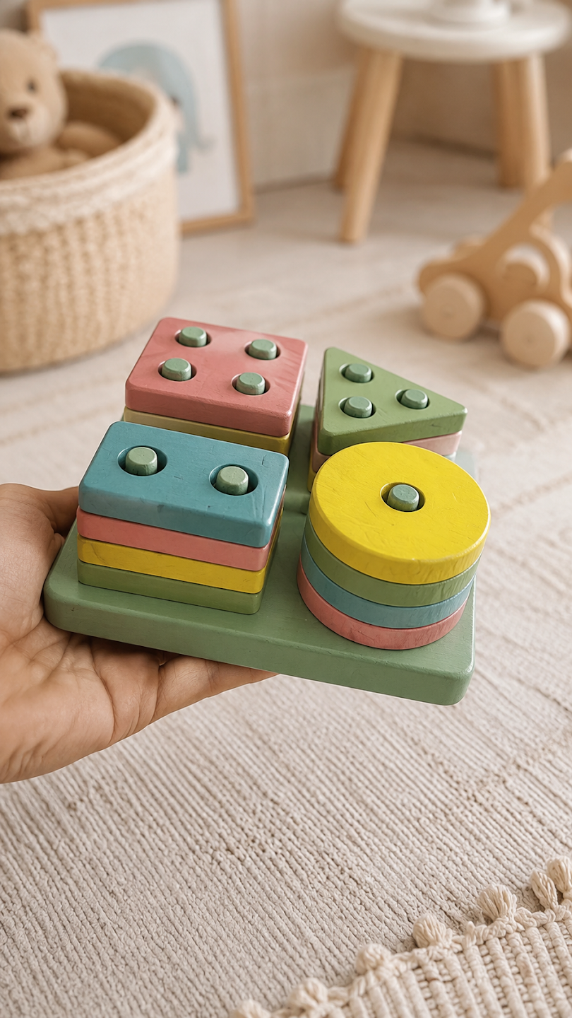 Wooden Shape & Counting Stacker — view B