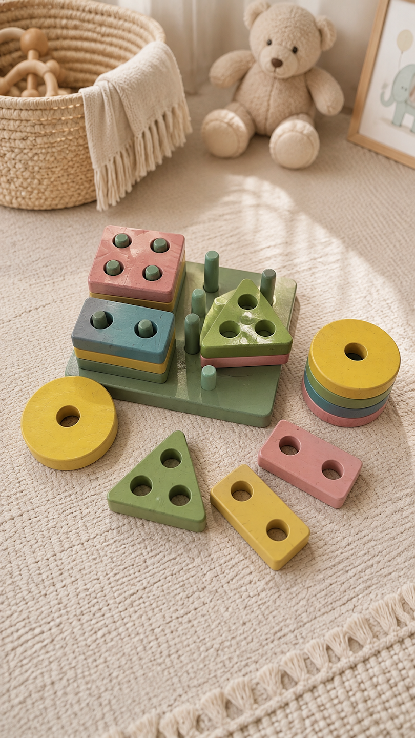 Wooden Shape & Counting Stacker — view C