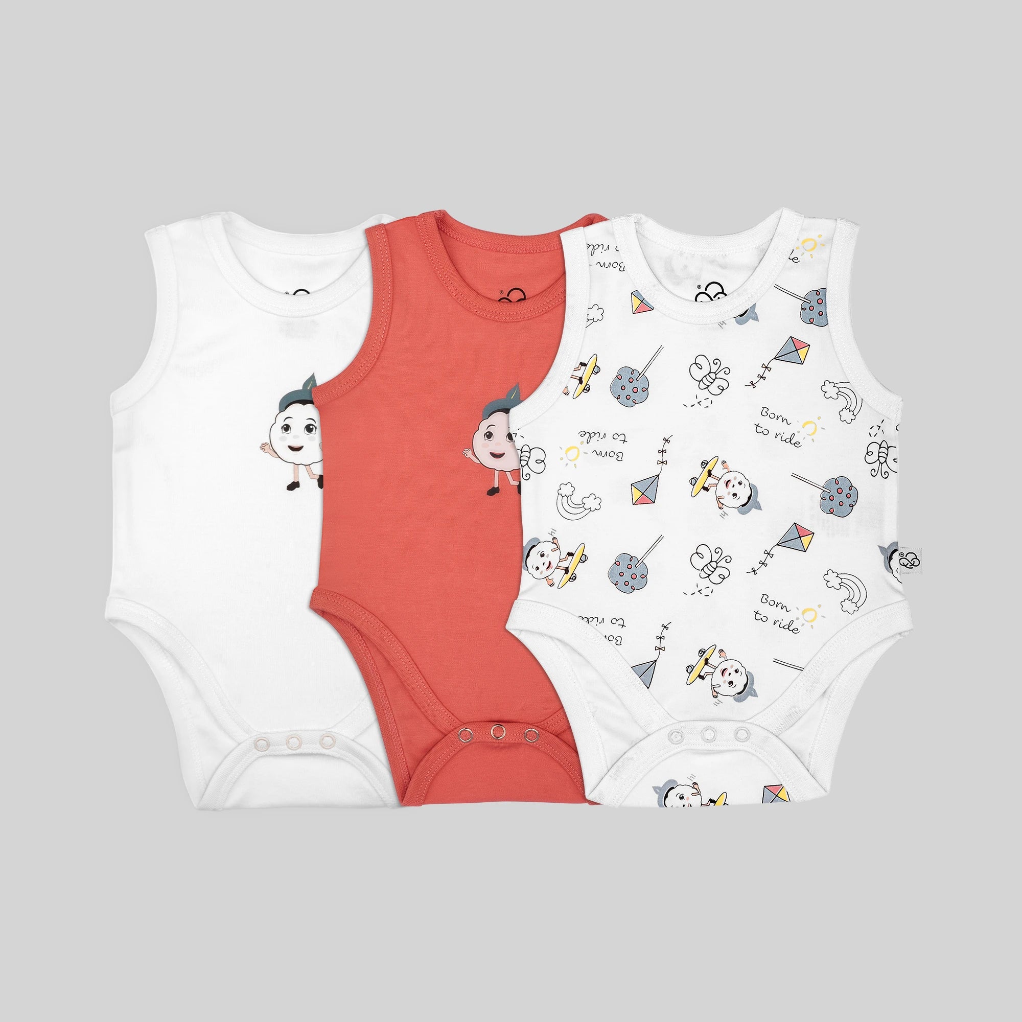 3 Pack Sleeveless Bodysuit Set - Tea Rose