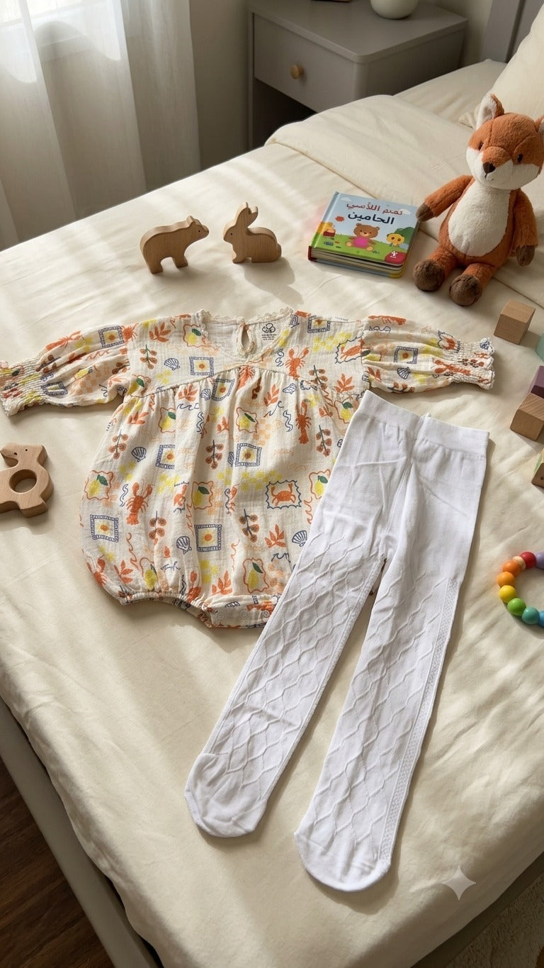 Buffy LONG SLEEVE ROMPER with  Sock jacared poyamide