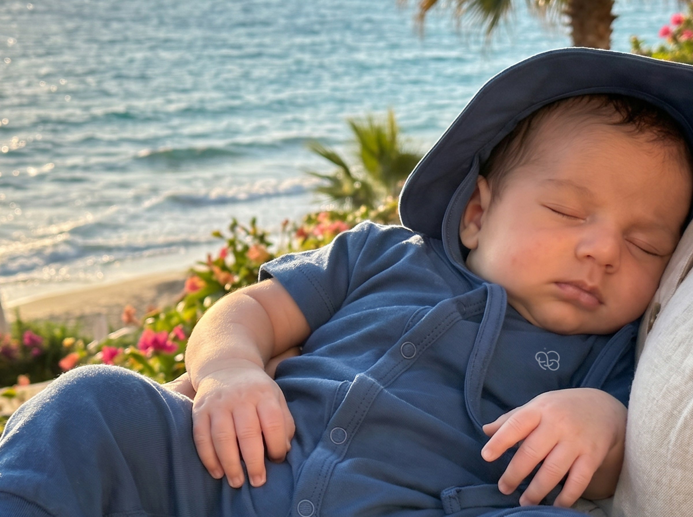 Newborn Summer Jumpsuit Set with Cute Hat Blue