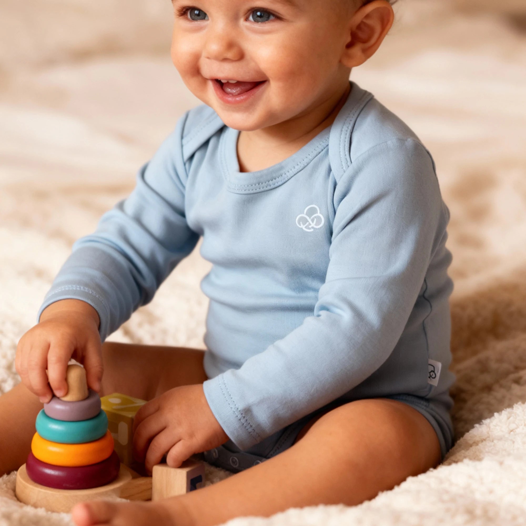 Basic Long Sleeve Bodysuit - Sky Blue