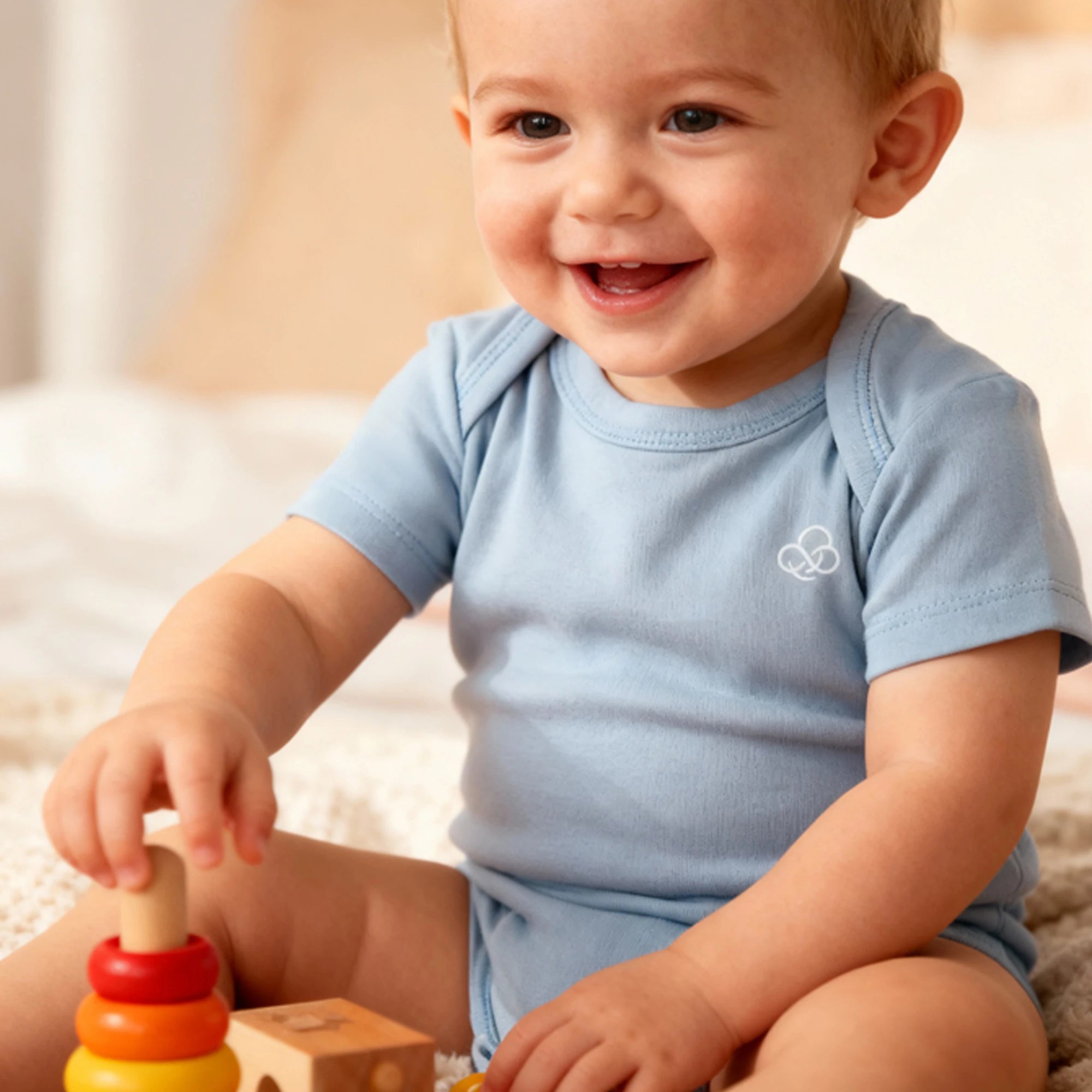 Basic Short Sleeve Bodysuit - Sky Blue