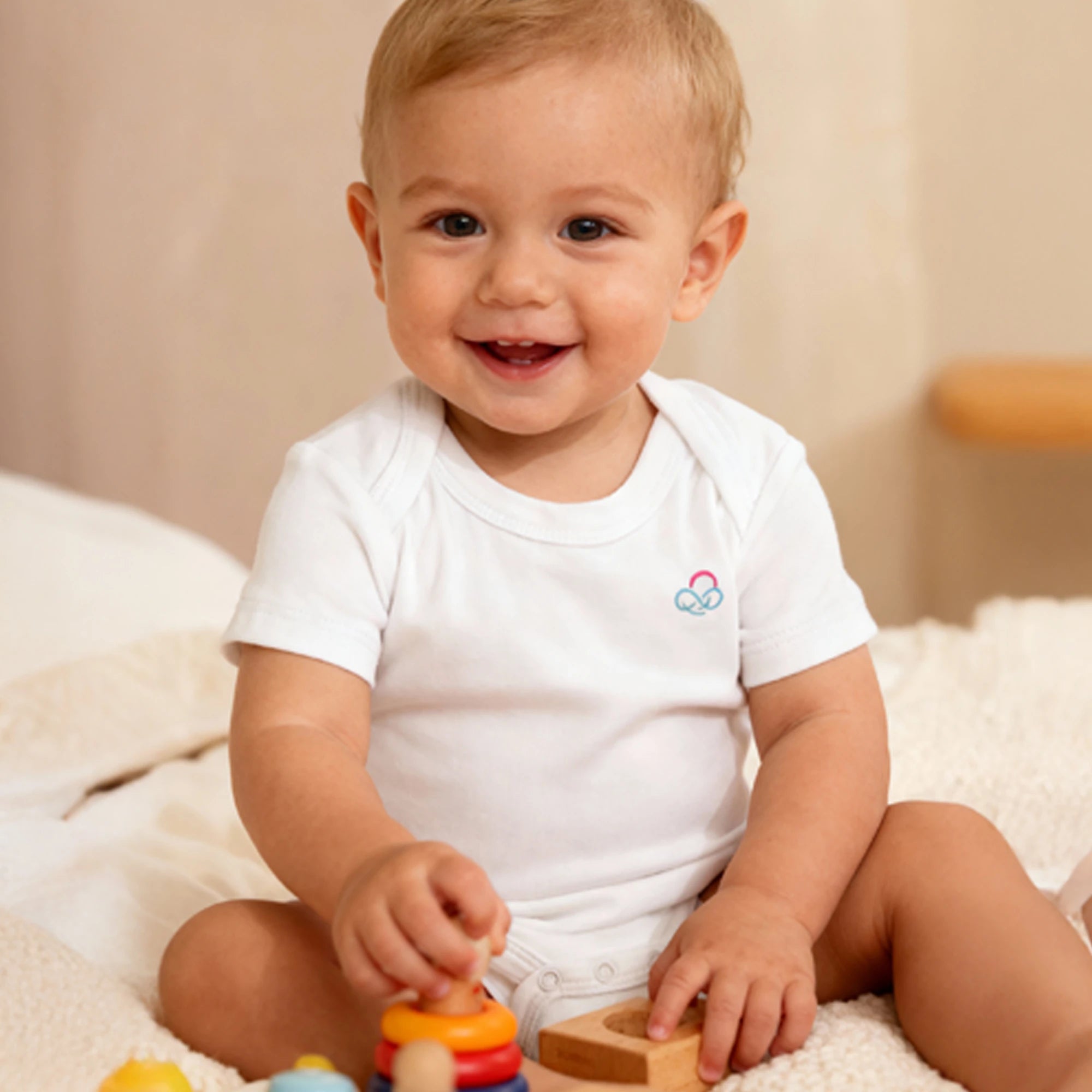 Basic Short Sleeve Bodysuit - White