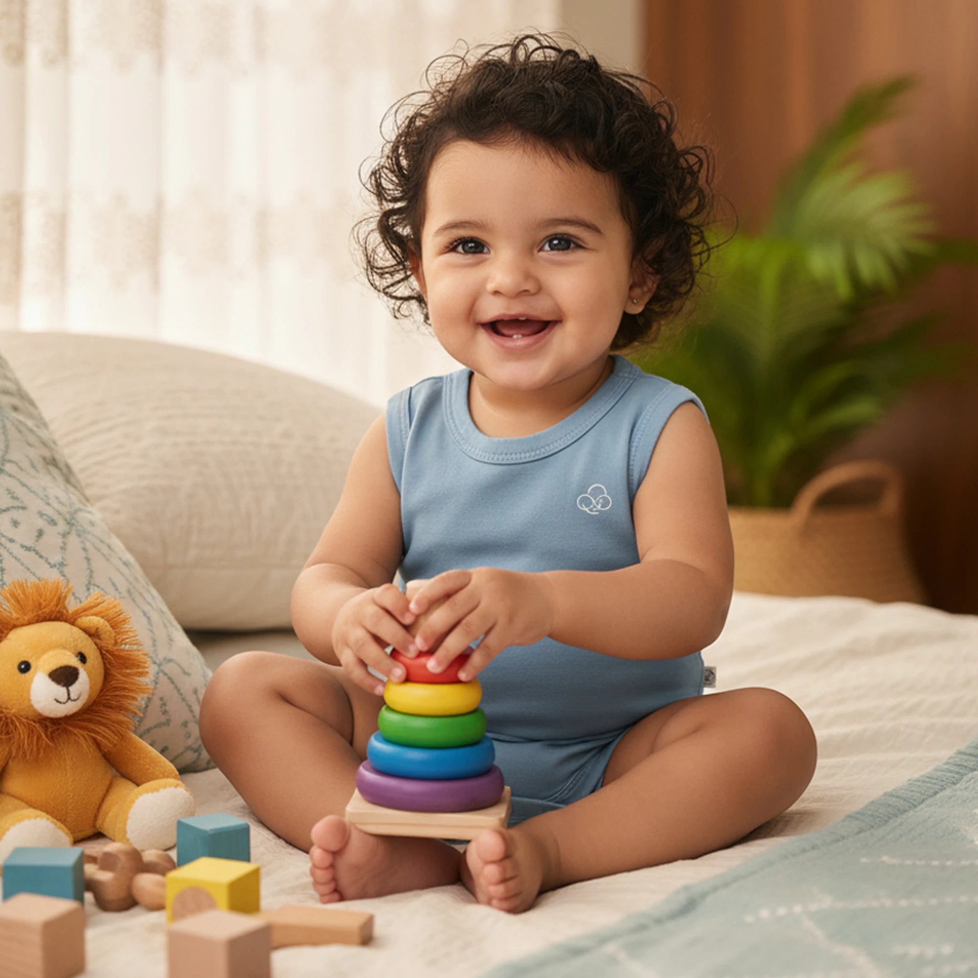 Basic Sleeveless Bodysuit - Sky Blue