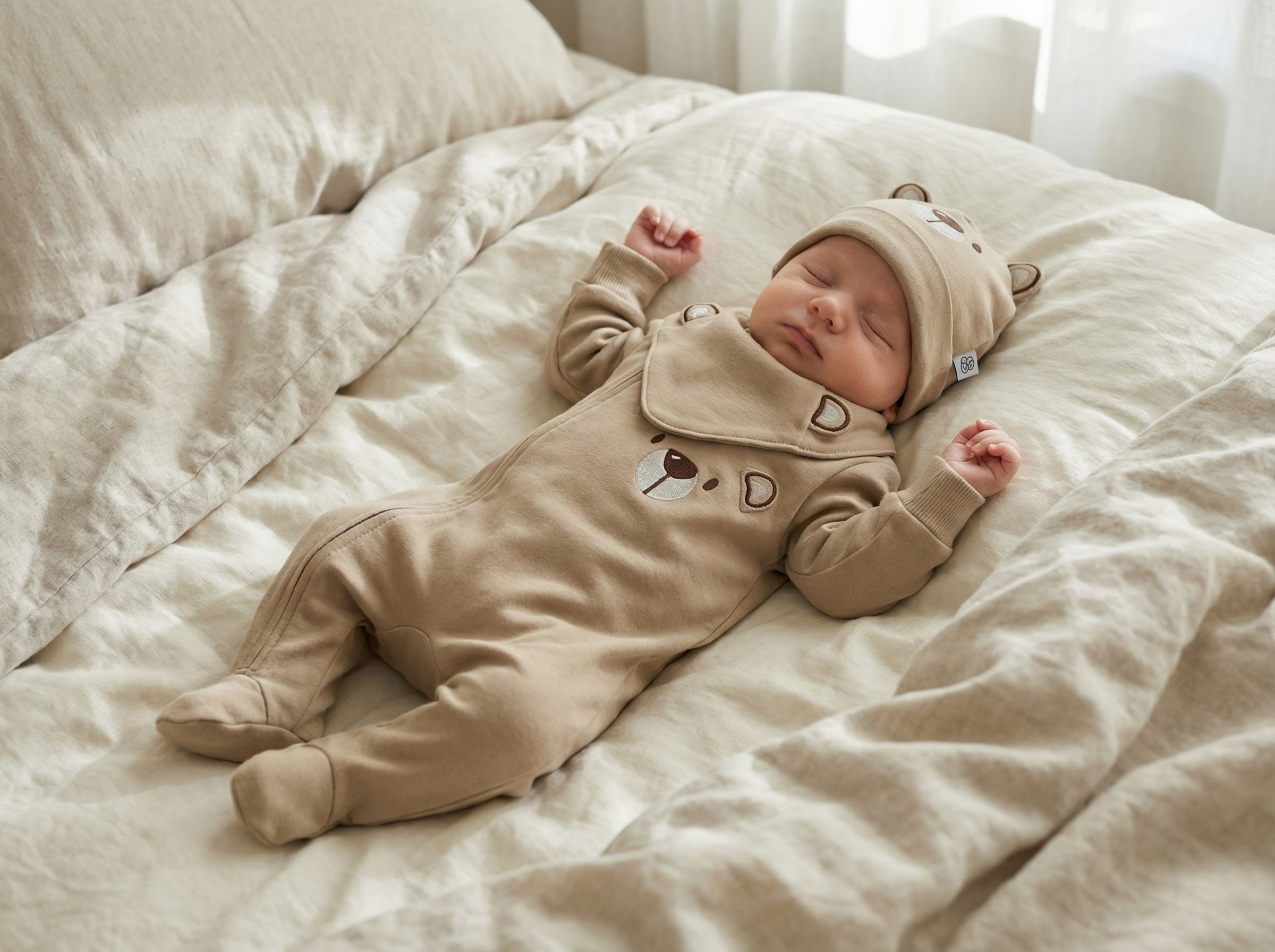 Cozy Bear 3-Piece Baby Set Beige