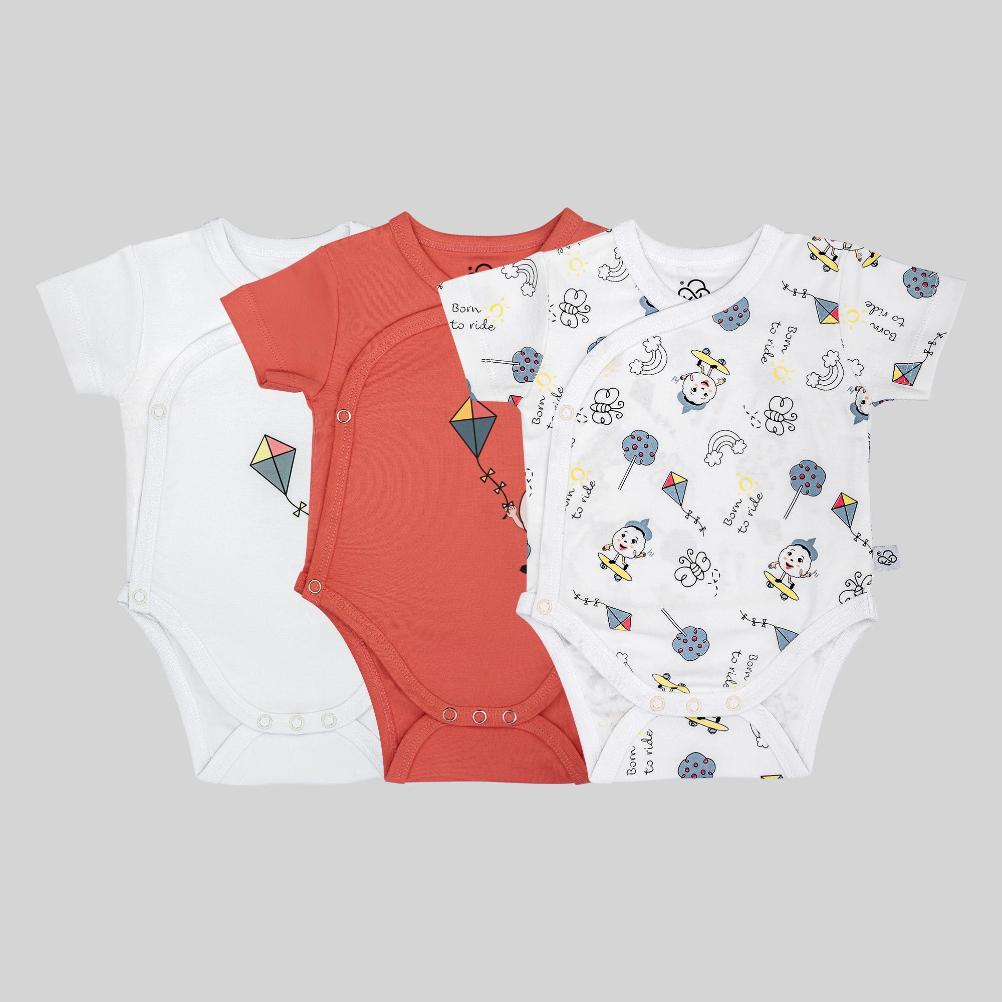 3 Pack Kimono Bodysuit Set - Tea Rose