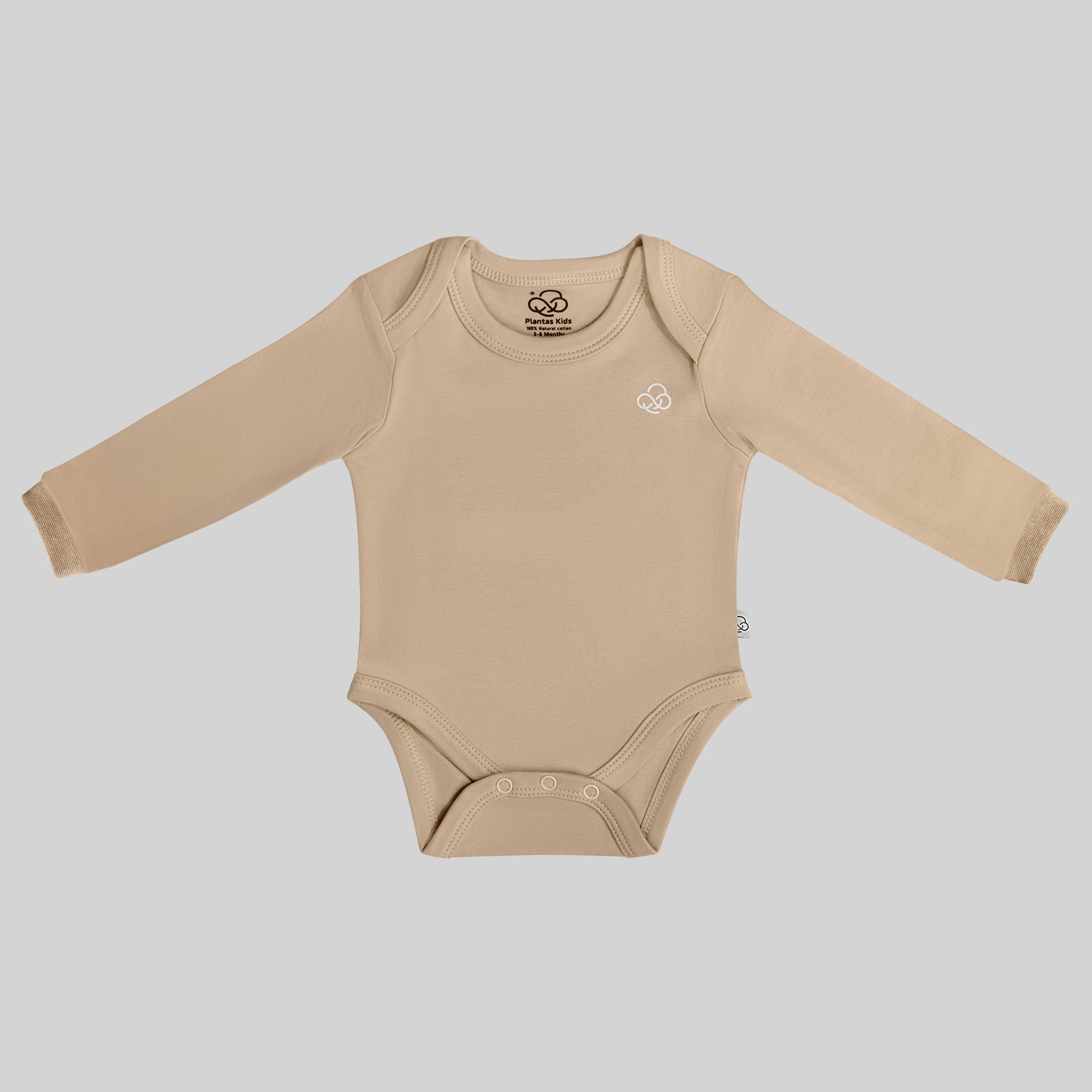 Ribbed Cuffs Long sleeve Bodysuit - Beige