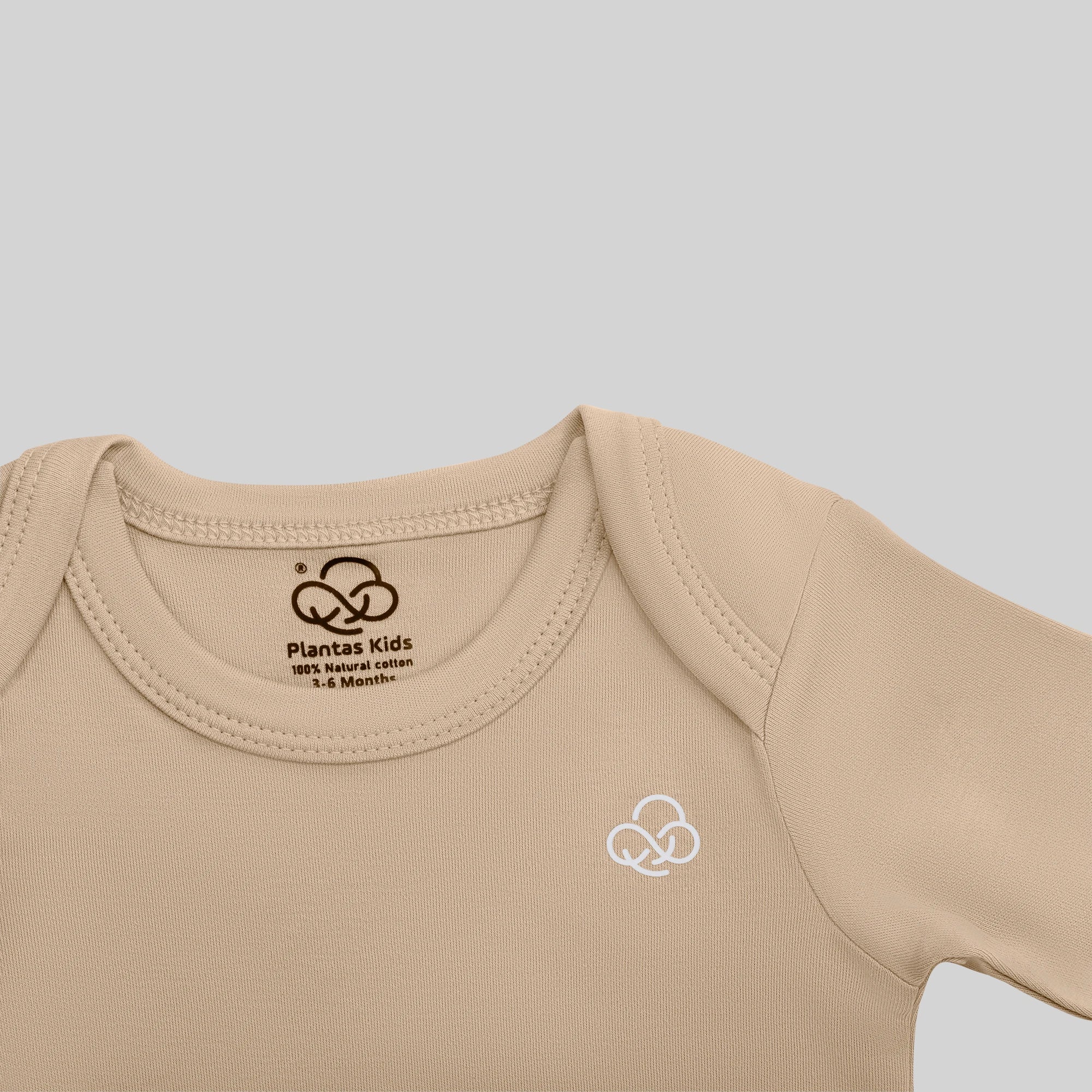 Ribbed Cuffs Long sleeve Bodysuit - Beige