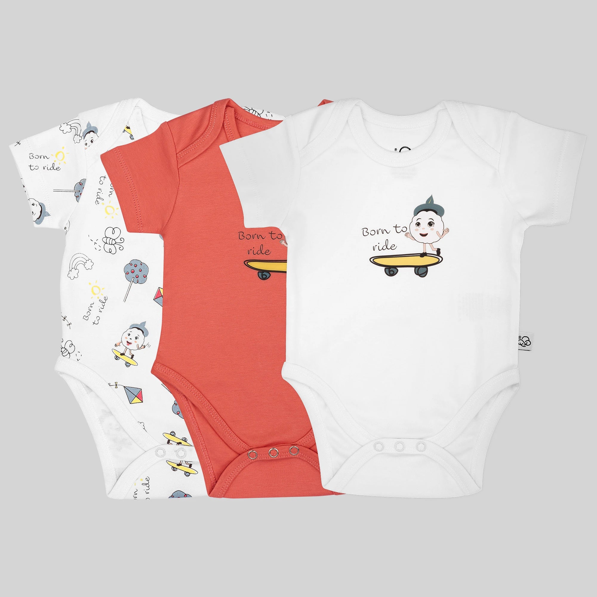 3 Pack Short Sleeve Bodysuit Set - Tea Rose